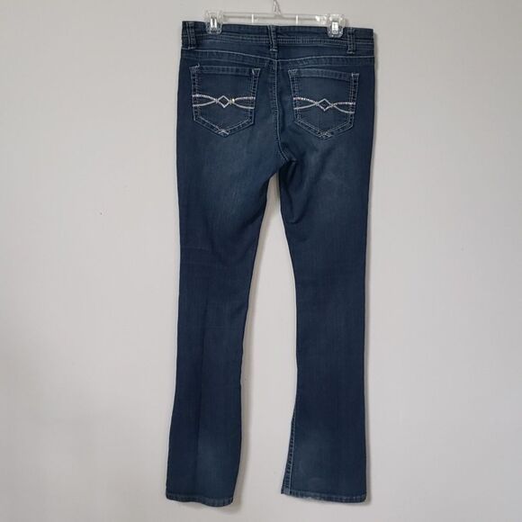 Mudd Blue Jeans Juniors 11 Long Flared Stretch Denim Low Rise Y2K Retro Boot Cut - Picture 3 of 7
